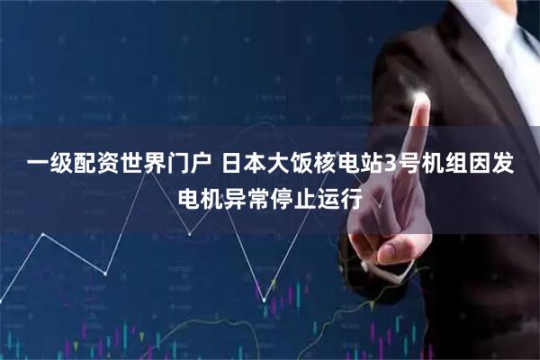 一级配资世界门户 日本大饭核电站3号机组因发电机异常停止运行